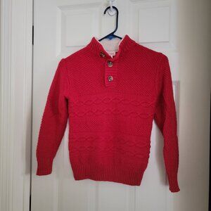 Cat & Jack Boys Red Knit Sweater w/ Sherpa Collar Size S (6/7)